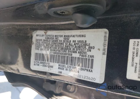 2003 Toyota Matrix Xr из США, поврежденный, VIN 2T1KR32E63C097658